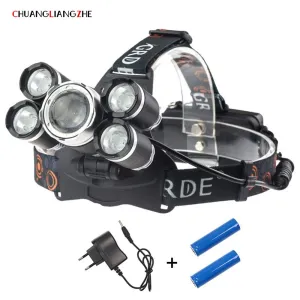 CHENGLIANGZHELED T6 Headlights  Battery 18650 Rechargeable Headlamp Waterproof Night Fishing Head-mounted Outdoor Lighting