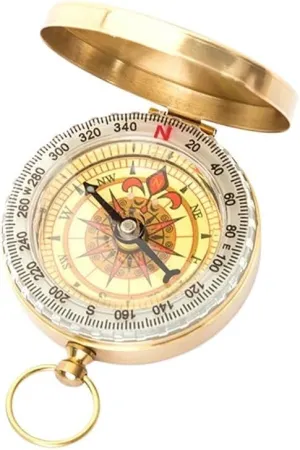 Clamshell Brass Vinta Finr Pocket Watch Compass Outdoor Emerncy Kit Upgraded Glow-in-The-Dark