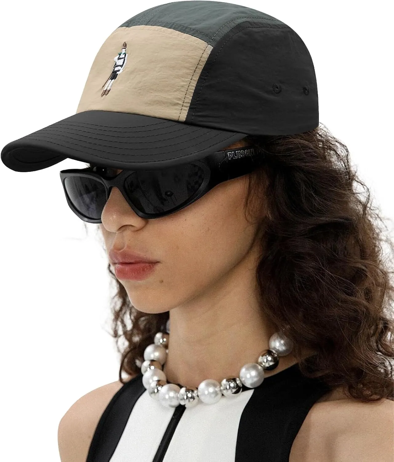 CLAPE 5 Panel Cap Curved Bill Dad Golf Cap Waterproof Nylon Hat Stylish Embroidered Baseball Cap Hip Pop Dancing Snapback Cap