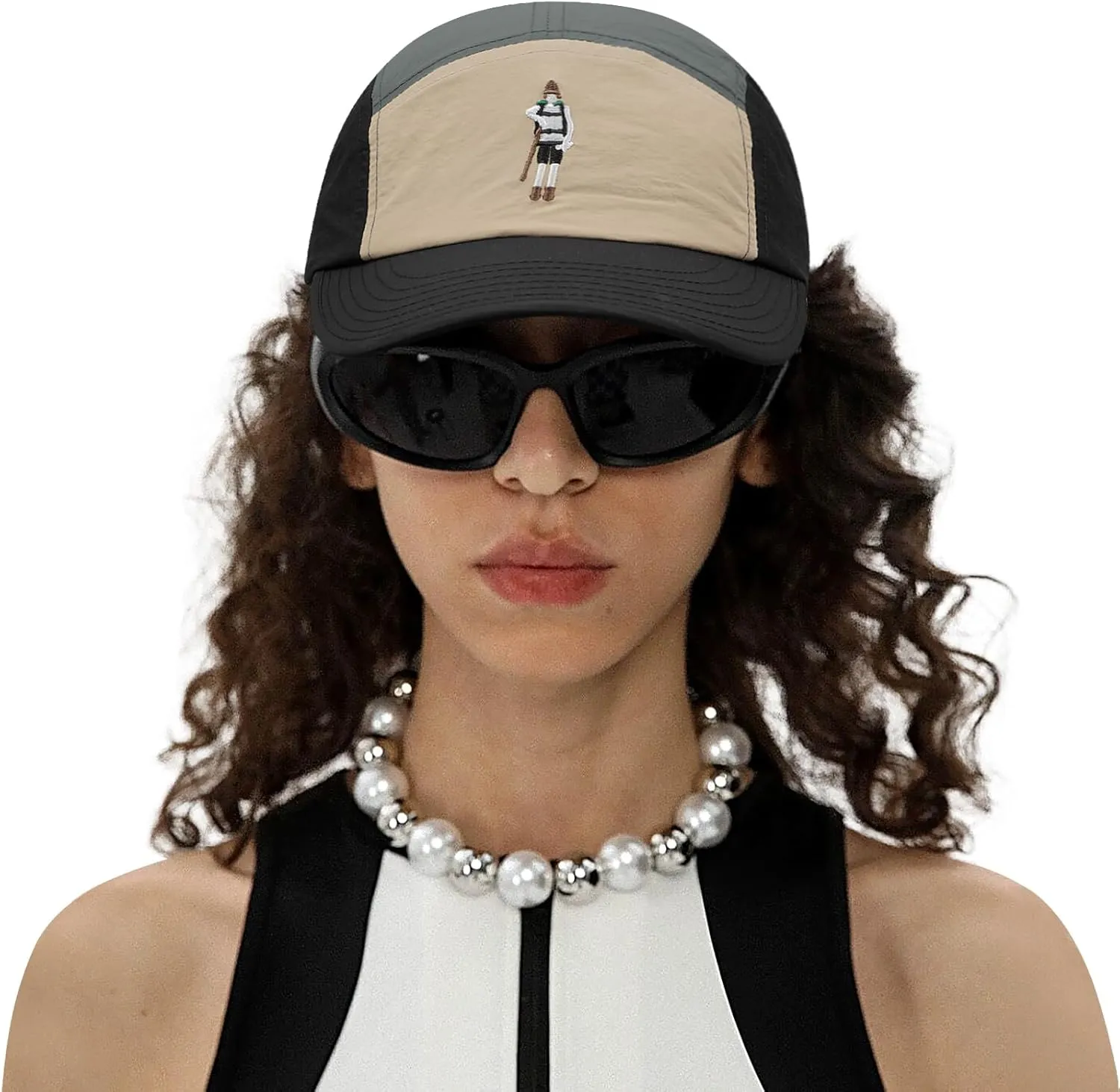 CLAPE 5 Panel Cap Curved Bill Dad Golf Cap Waterproof Nylon Hat Stylish Embroidered Baseball Cap Hip Pop Dancing Snapback Cap