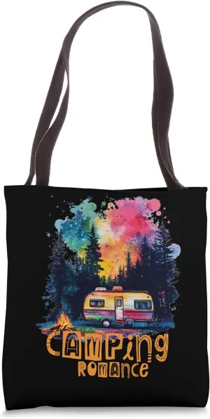 Colorful Artistic Caravan Camping Romance Camp Life Camper Tote Bag
