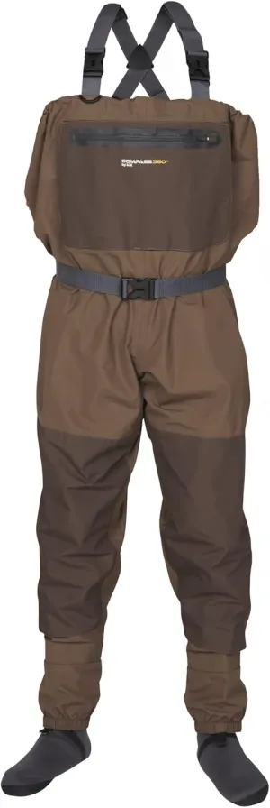 Compass 360 Fly Fishing Waterproof Deadfall Stocking Foot Breathable Chest Wader for Adults (Regular & Stout Sizing)