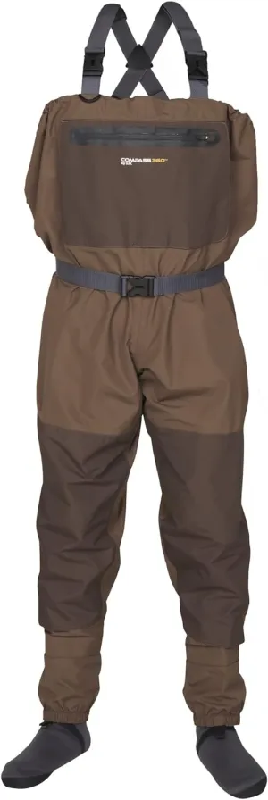 Compass 360 Fly Fishing Waterproof Deadfall Stocking Foot Breathable Chest Wader for Adults (Regular & Stout Sizing)