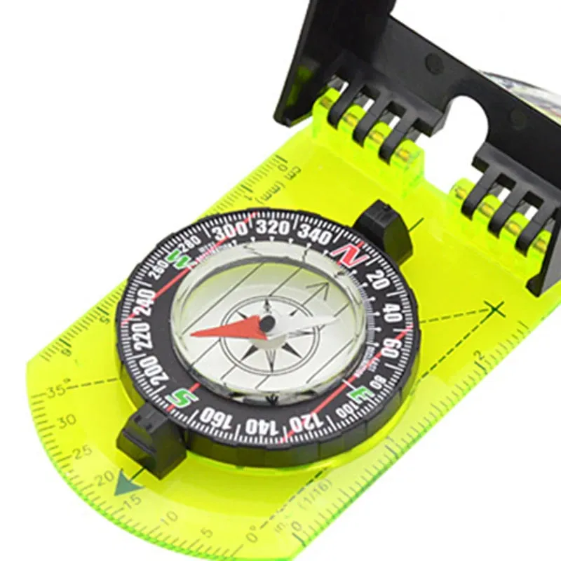 Compass Outdoor Guiding Tool - Scale Map Ruler with Flip Mirror, Multifunctional for Hiking, Camping, and Survival