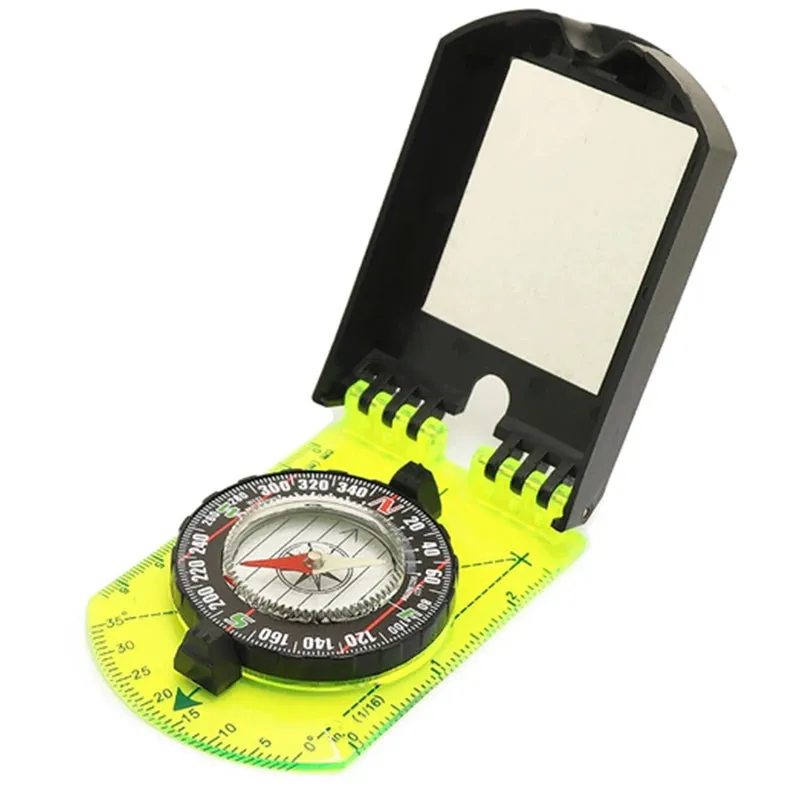 Compass Outdoor Guiding Tool - Scale Map Ruler with Flip Mirror, Multifunctional for Hiking, Camping, and Survival