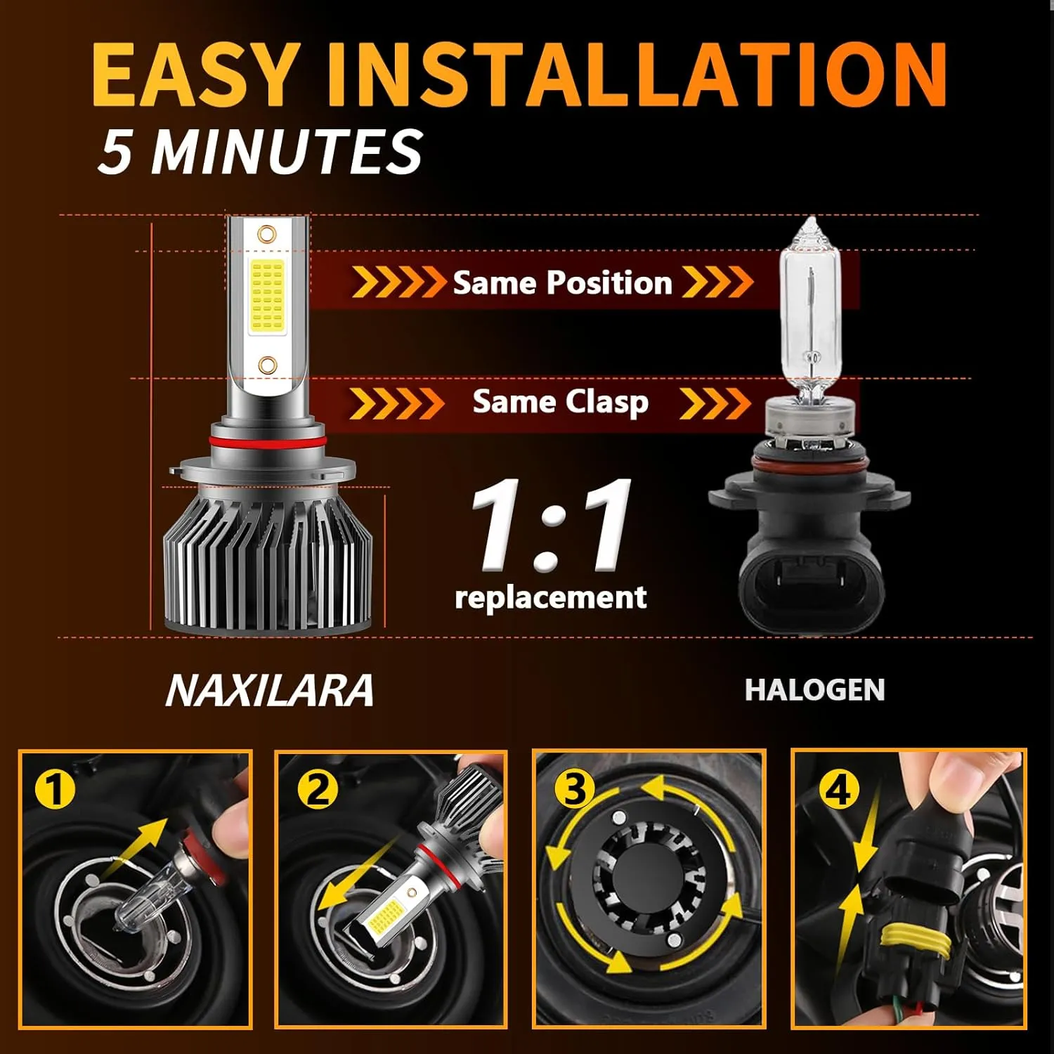 Compatible For Jeep Compass 2014-2021 HB3/9005 High Beam H8/H9/H11 Low Beam H8/H9/H11 Fog Light Bulbs Combo,600% Brightness 6500K with Cooling Fan,Plug and Play,Pack of 6
