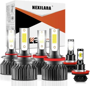Compatible For Jeep Compass 2014-2021 HB3/9005 High Beam H8/H9/H11 Low Beam H8/H9/H11 Fog Light Bulbs Combo,600% Brightness 6500K with Cooling Fan,Plug and Play,Pack of 6