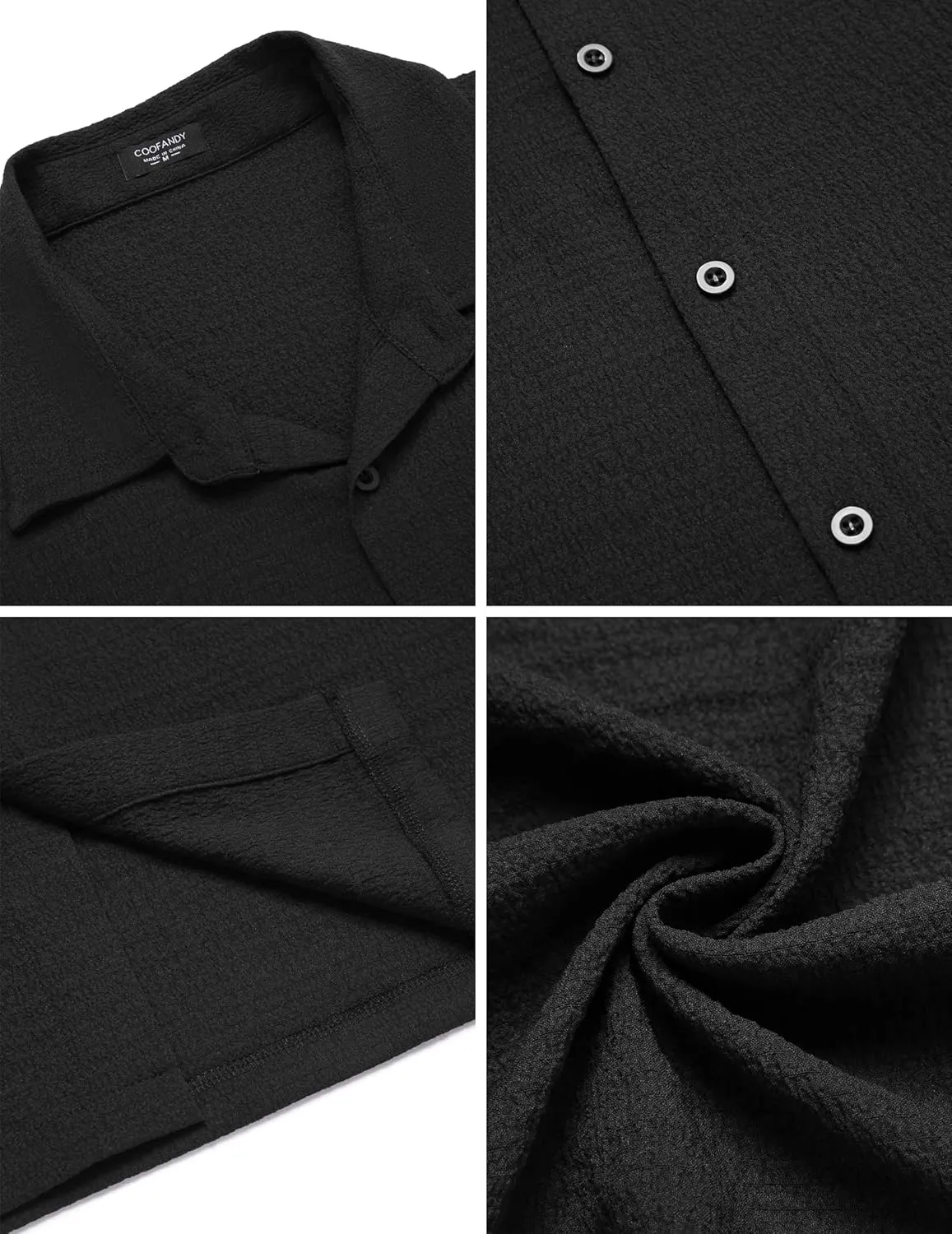 COOFANDY Men's Casual Long Sleeve Button Down Shirt Textured Wrinkle-Free Untucked Shirts