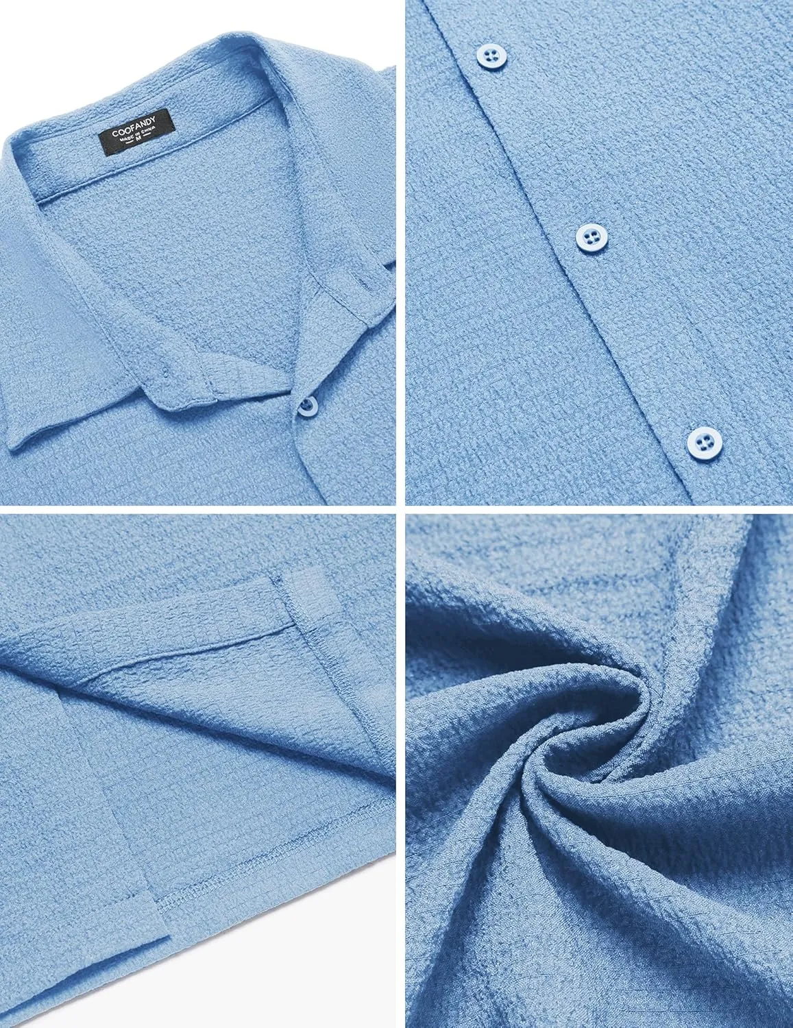 COOFANDY Men's Casual Long Sleeve Button Down Shirt Textured Wrinkle-Free Untucked Shirts