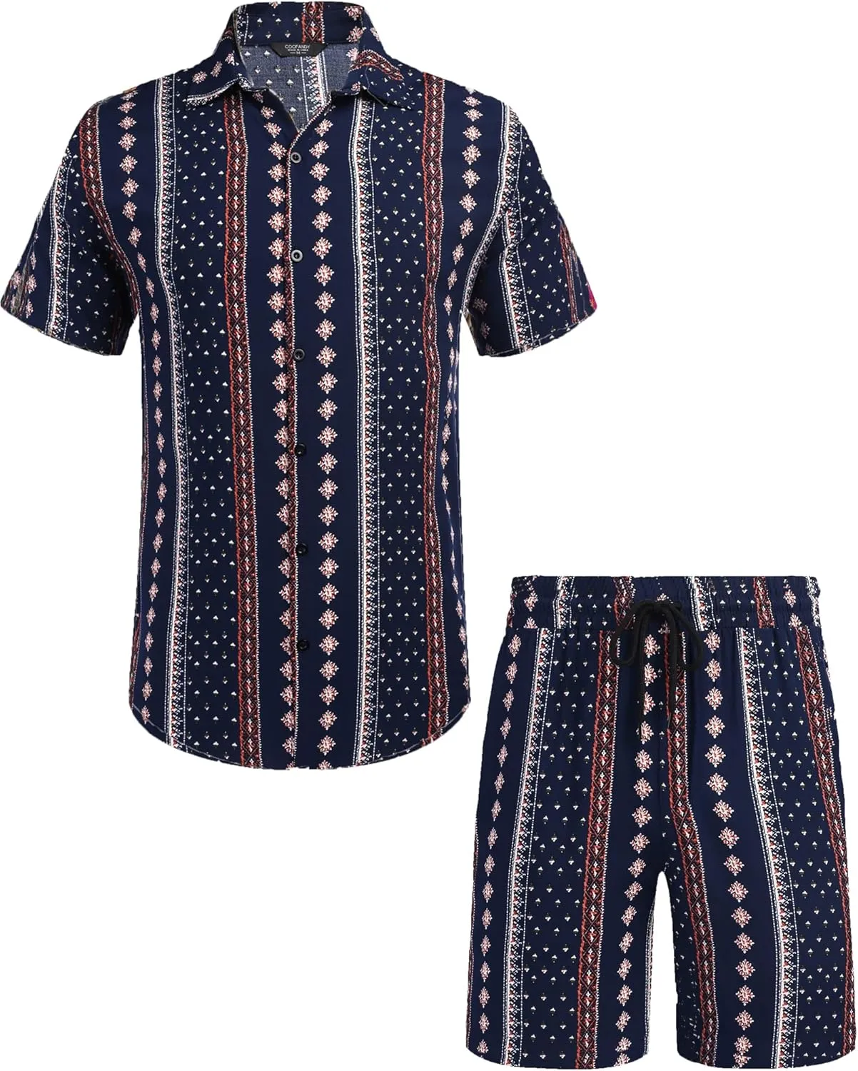 COOFANDY Men's Hawaiian Matching Set Summer Beach 2 Piece Outfits Flower Button Down Shirts and Shorts Vacation Outfits