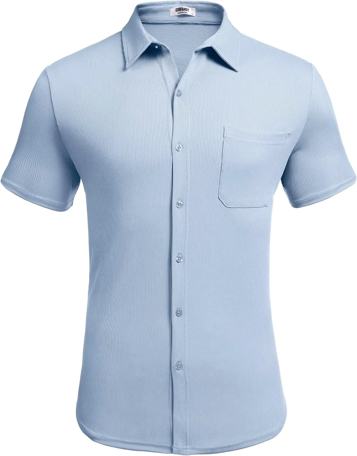 COOFANDY Men's Short Sleeve Wrinkle Free Knit Polo Shirt Causal Button Down Summer Camp Beach Shirts