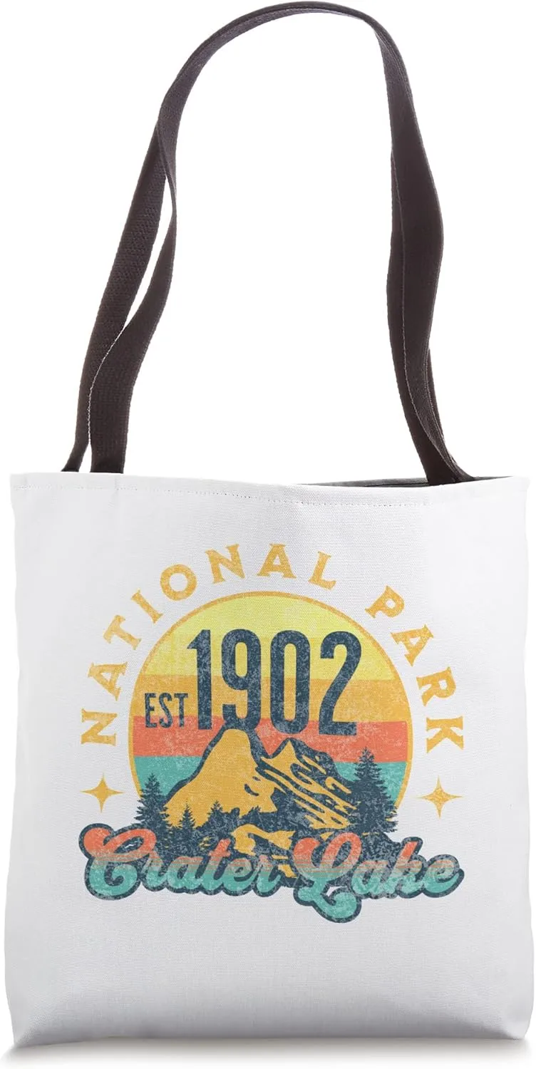 Crater Lake Oregon Nature Mountains Hiking Outdoors Vintage Tote Bag