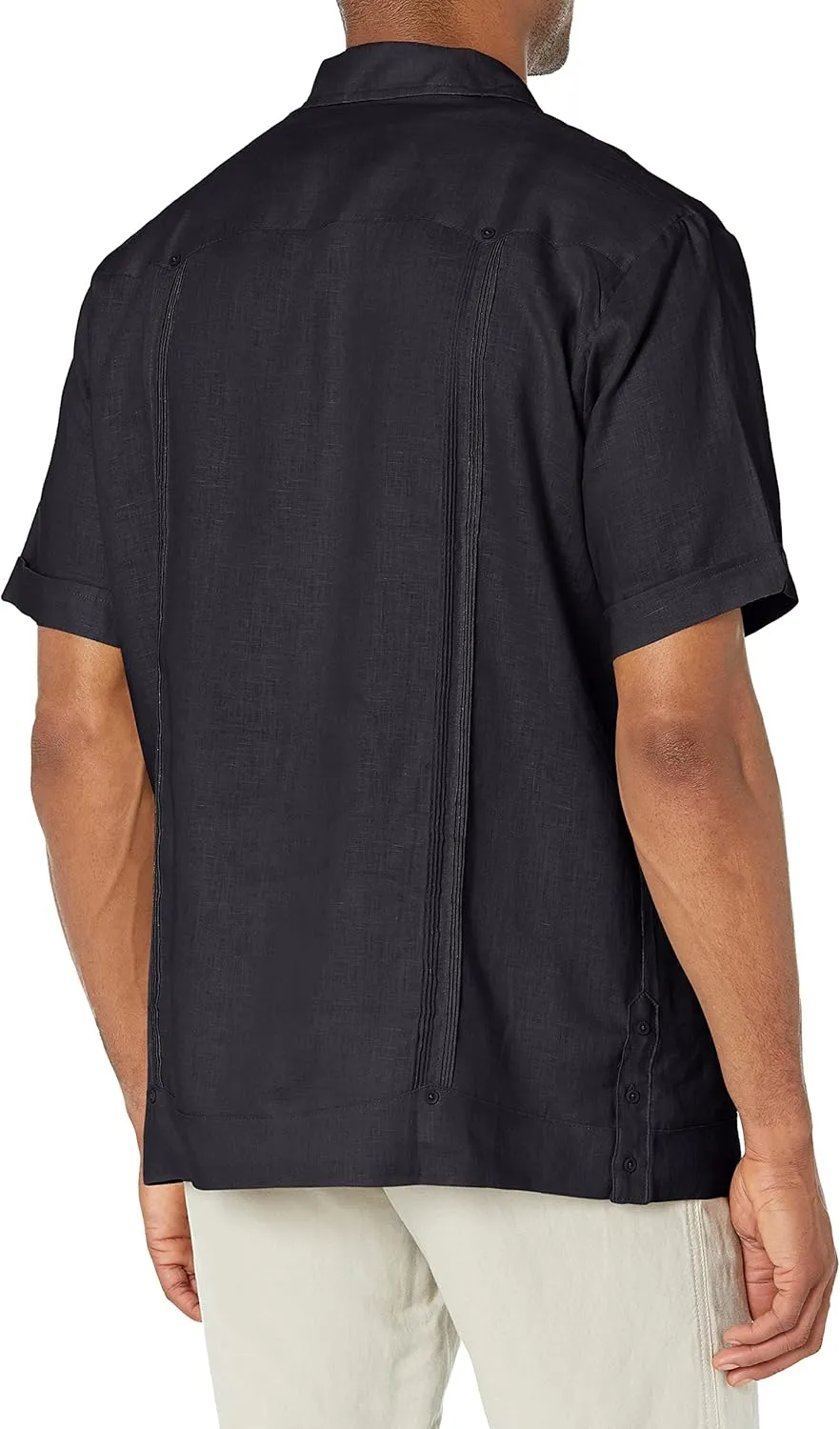 Cubavera Men's 100% Linen Short Sleeve Button-Down Guayabera Shirt, Four Pockets, Camp Collar, Pintuck Detail, Lightweight