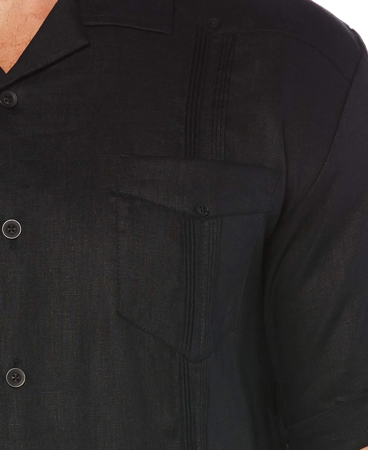 Cubavera Men's 100% Linen Short Sleeve Button-Down Guayabera Shirt, Four Pockets, Camp Collar, Pintuck Detail, Lightweight