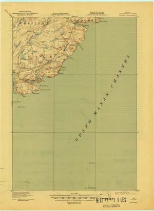 Cutler ME topo map, 1:62500 Scale, 15 X 15 Minute, Historical, 1918, Updated 1944, 21.3 x 15.5 in