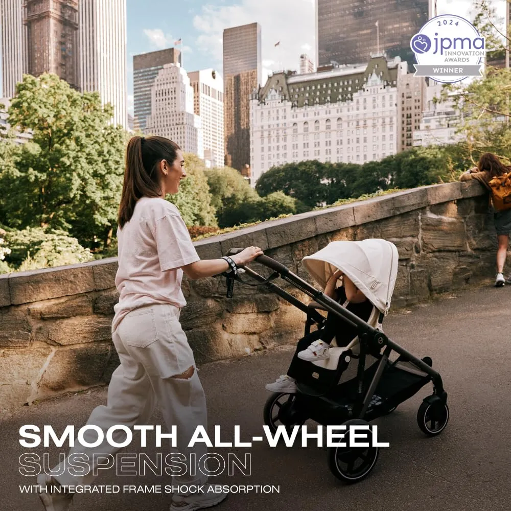 Cybex e-Gazelle S Electronic Assist Stroller – Gazelle S Single-to-Double Electric Stroller, Smart Assist, Rocking Mode, 20  Configurations & Compact Fold, Ocean Blue with Silver Chassis