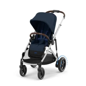 Cybex e-Gazelle S Electronic Assist Stroller – Gazelle S Single-to-Double Electric Stroller, Smart Assist, Rocking Mode, 20  Configurations & Compact Fold, Ocean Blue with Silver Chassis