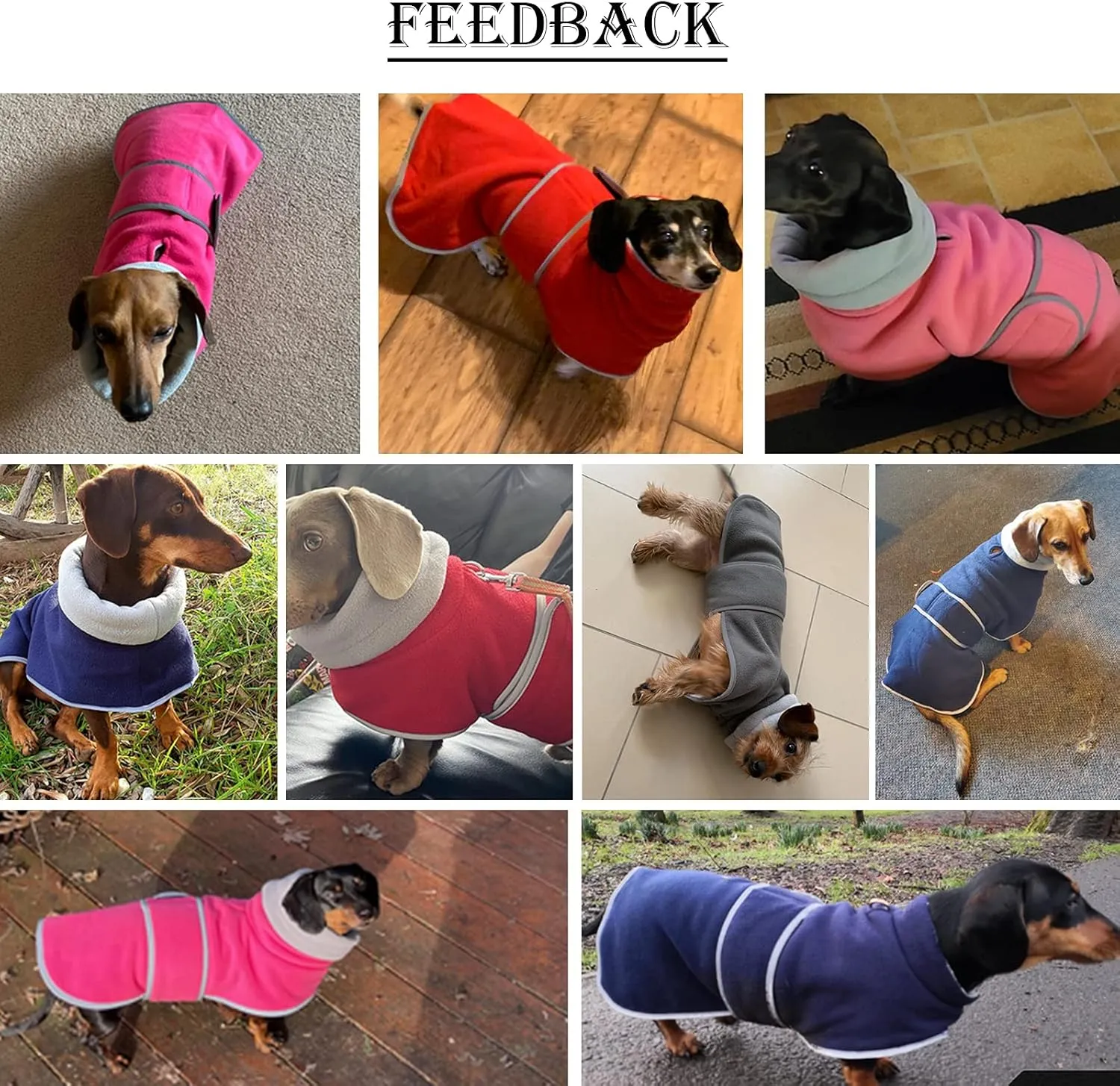 Dachshund Coats Sausage Dog Fleece Coat in Winter Miniature Dachshund Clothes with Hook Loop Closure and high vis Reflective Stripe Safety - Pink - S