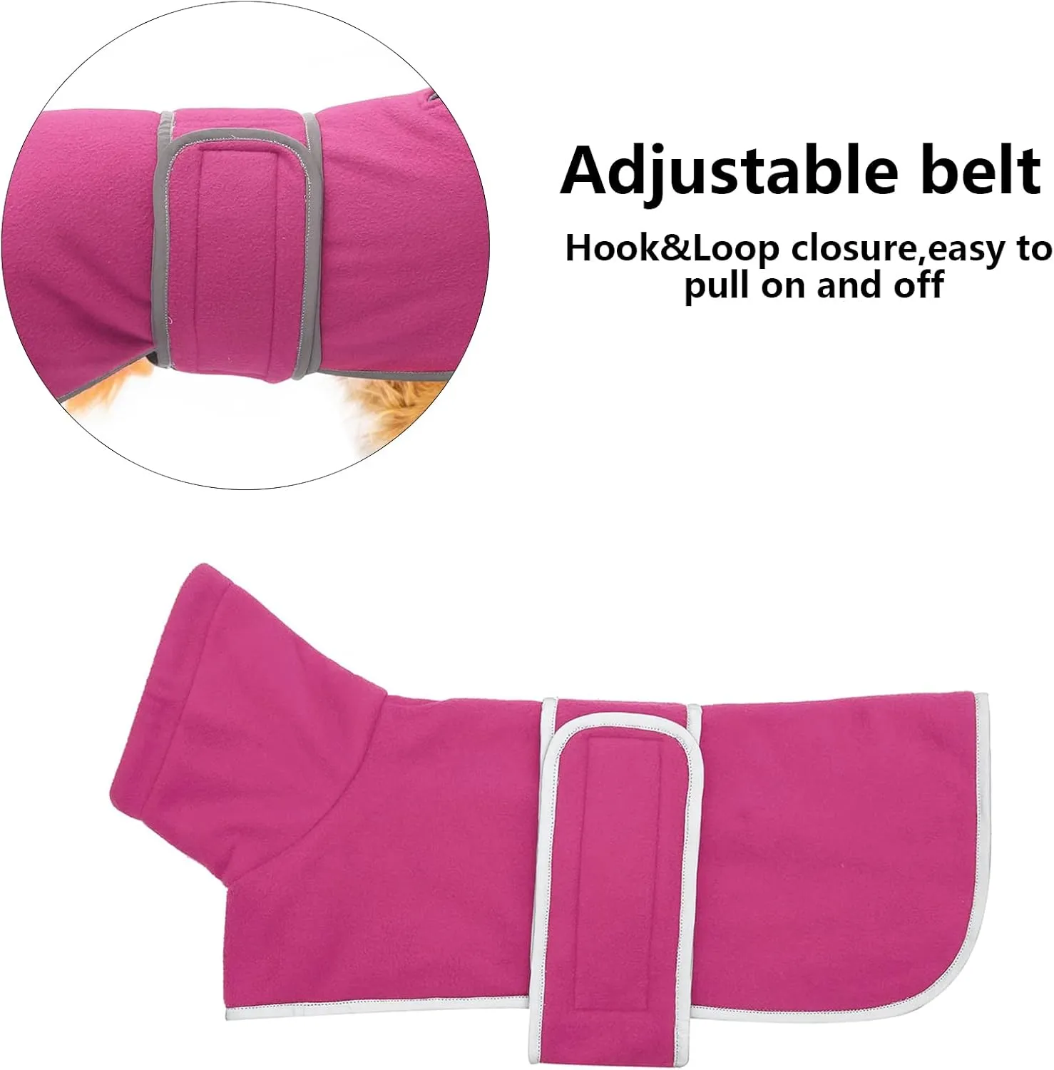 Dachshund Coats Sausage Dog Fleece Coat in Winter Miniature Dachshund Clothes with Hook Loop Closure and high vis Reflective Stripe Safety - Pink - S