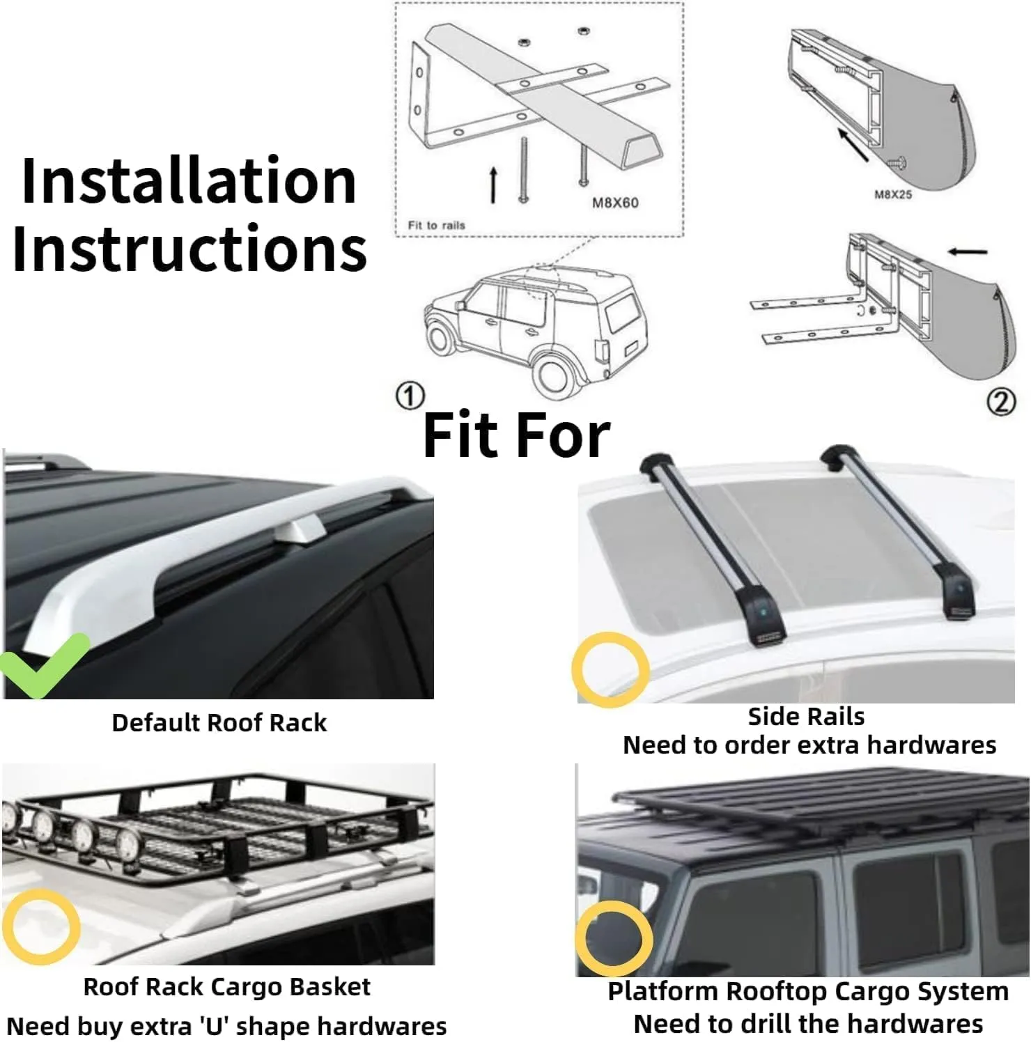 DANCHEL OUTDOOR Car Awning Pull-Out Roof Rack Vehicle Awning UPF50  Sun Shelter Canopy for SUV Truck Camper Overland Camping, 6.5x9.8ft Khaki