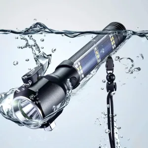Delxo Tactical Flashlight, Rechargeable Flashlights,Waterproof Handheld Solar Powered Patriot Flashlights with Car LED Flash Light 2400mAh Battery for Emergency,Camping,Survival Gear,Road Trip