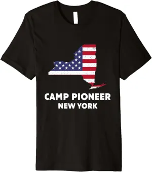 Distressed Patriotic USA Flag Camp Pioneer, New York Premium T-Shirt