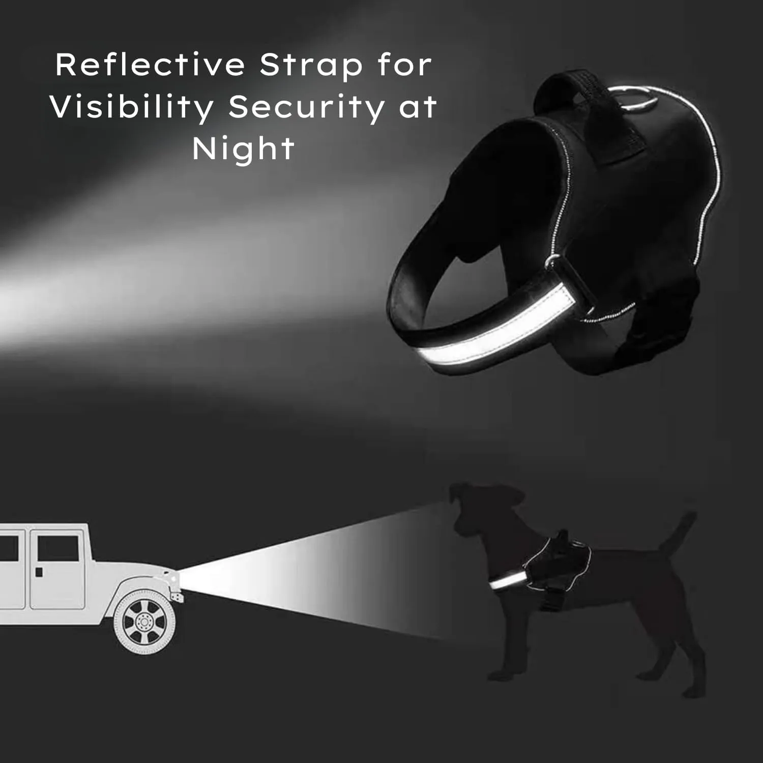 Dog Harness, No-Pull, 3 Leash Clips, No Choke, Reflective, Adjustable and Padded, for Easy Walking and Training for Small, Medium and Large Dogs (Black, XL)