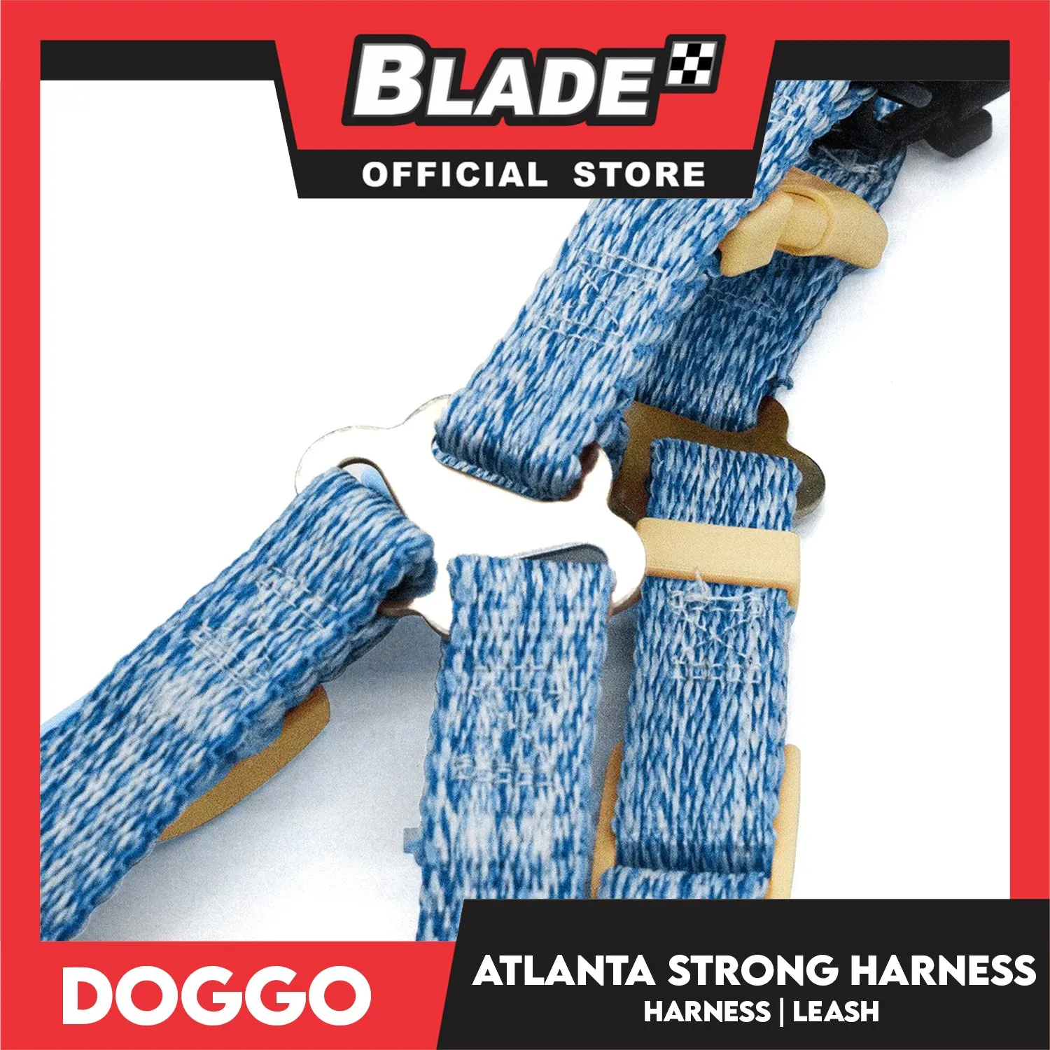 Doggo Atlanta Strong Harness and Leash Set Small Size (Orange)