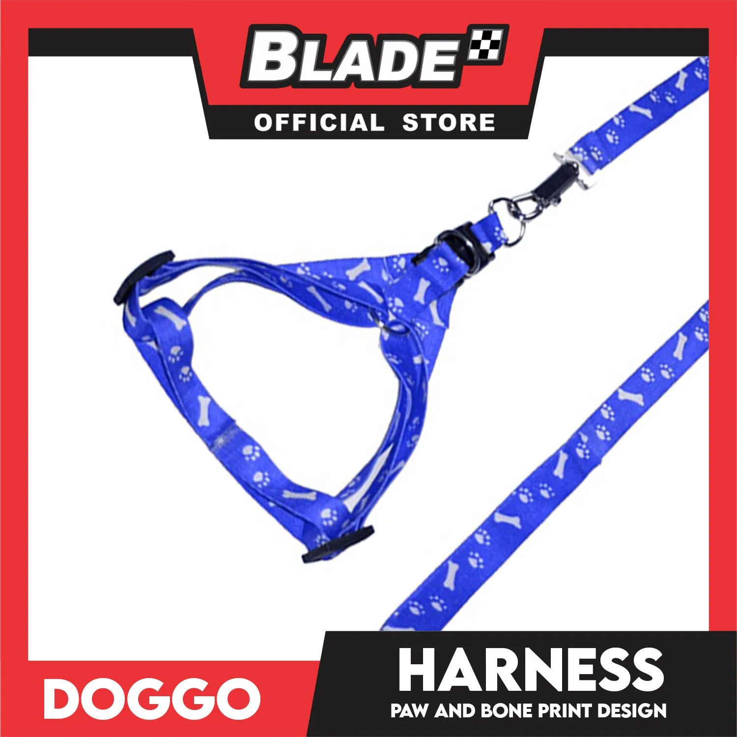 Doggo Harness Leash With Design Small Size (Blue) Harness Leash for Your Puppy