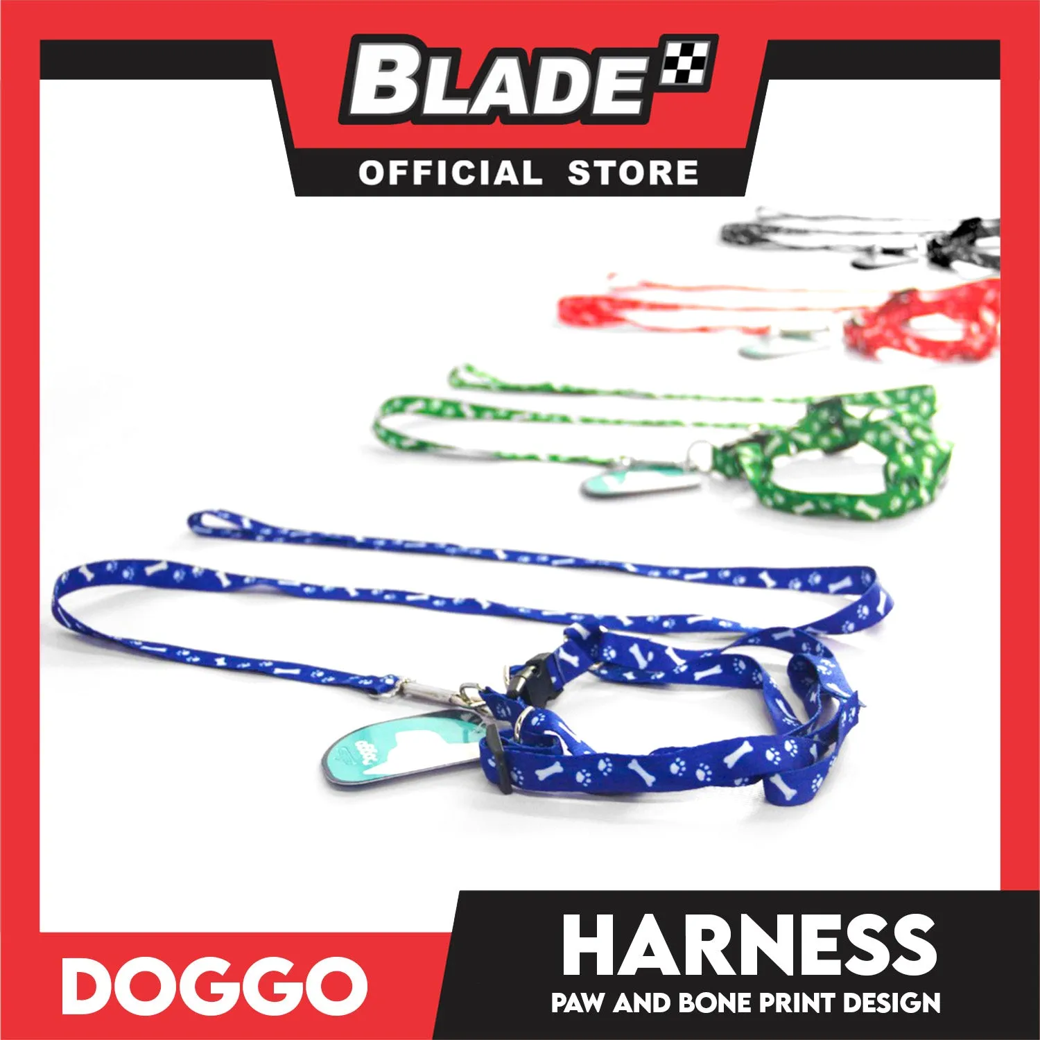 Doggo Harness Leash With Design Small Size (Red) Harness Leash for Your Puppy