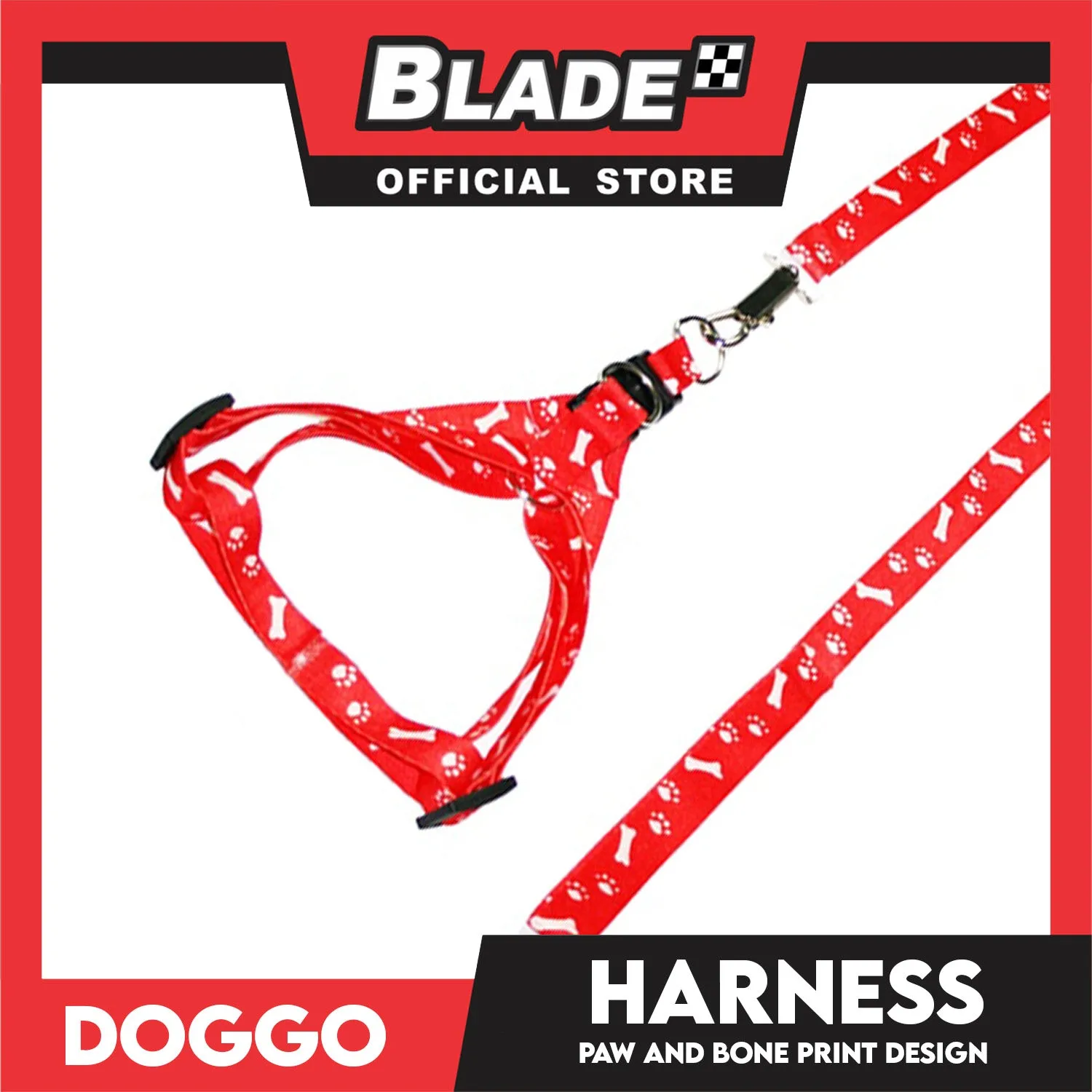 Doggo Harness Leash With Design Small Size (Red) Harness Leash for Your Puppy