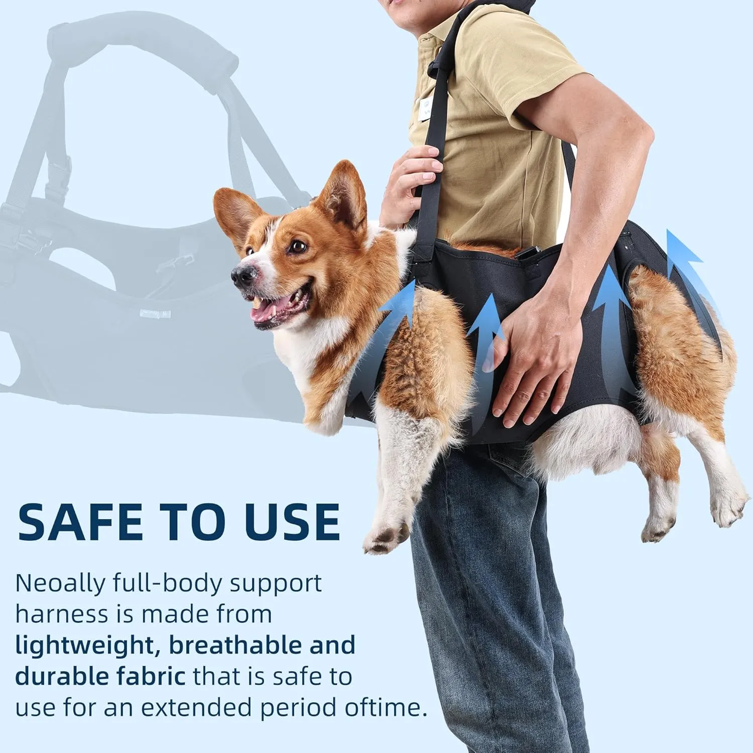 Dog Lift Harness,Full Body Dog Sling Carrier with Handle,Total Body Support for Dogs,Pet Dog Leg Support Sling Adjustable Retractable Breathable Lift Harness (L)