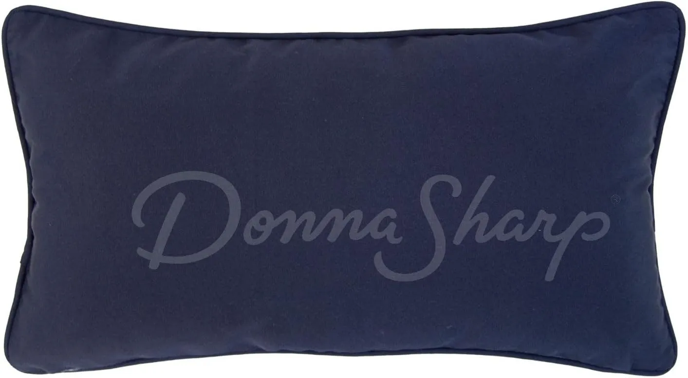 Donna Sharp 2-Piece Checkerboard Indigo Love Bird Decorative Throw Pillow Set - Pillows for Couch, Sofa, Beds, and Chairs - Includes 18" x 18" Square & 12" x 22" Rectangular Pillows