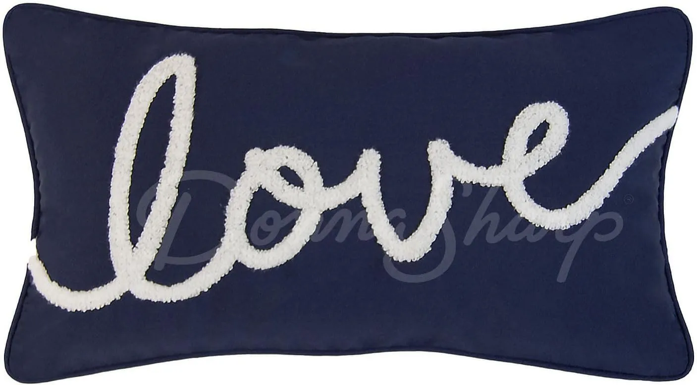 Donna Sharp 2-Piece Checkerboard Indigo Love Bird Decorative Throw Pillow Set - Pillows for Couch, Sofa, Beds, and Chairs - Includes 18" x 18" Square & 12" x 22" Rectangular Pillows
