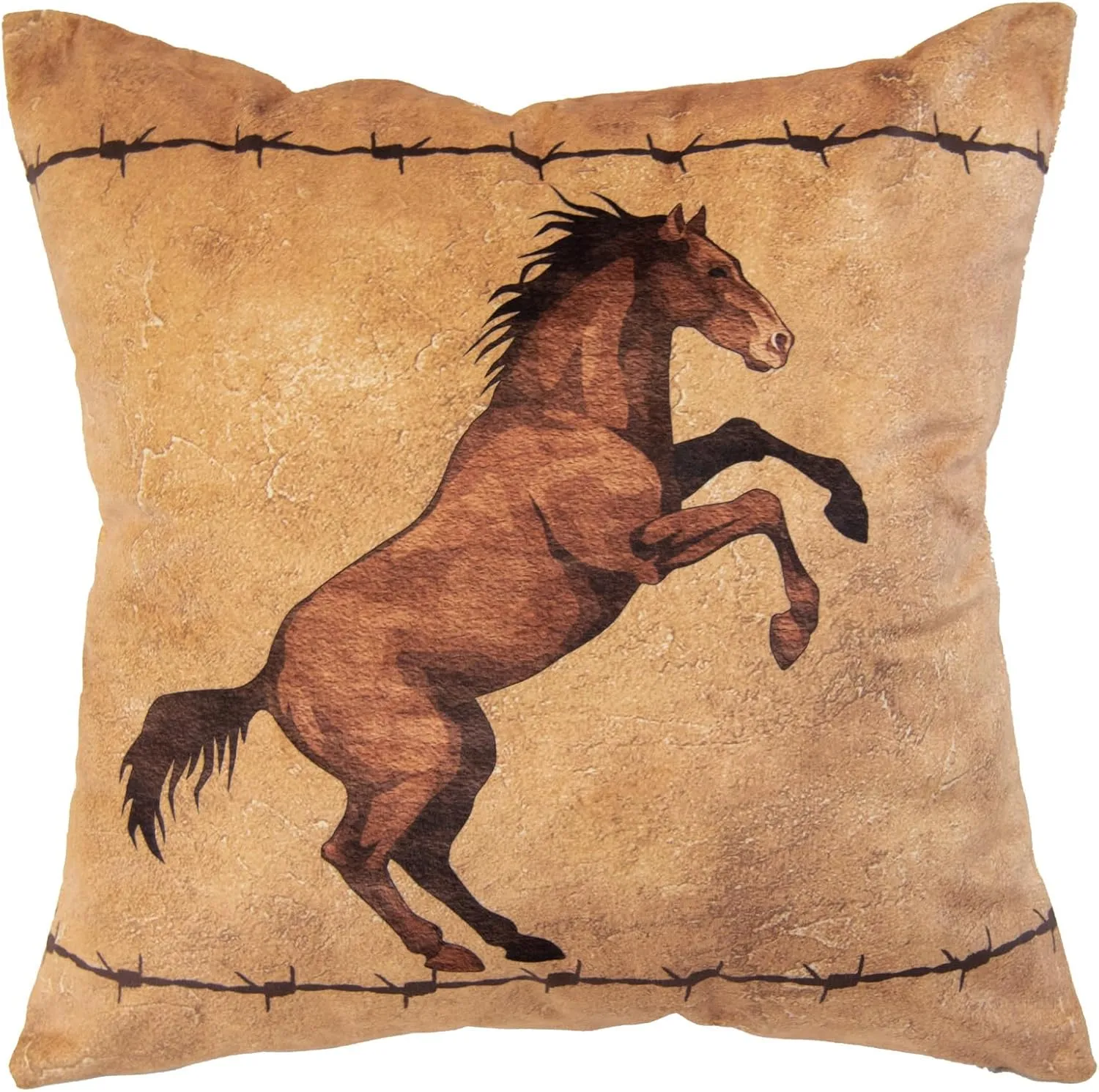 Donna Sharp 2-Piece Cowboy Horse and Horseshoe Western Themed Decorative Throw Pillow Set - Pillows for Couch, Sofa, Beds, and Chairs - Includes 18" x 18" Square & 12" x 22" Rectangular Pillows