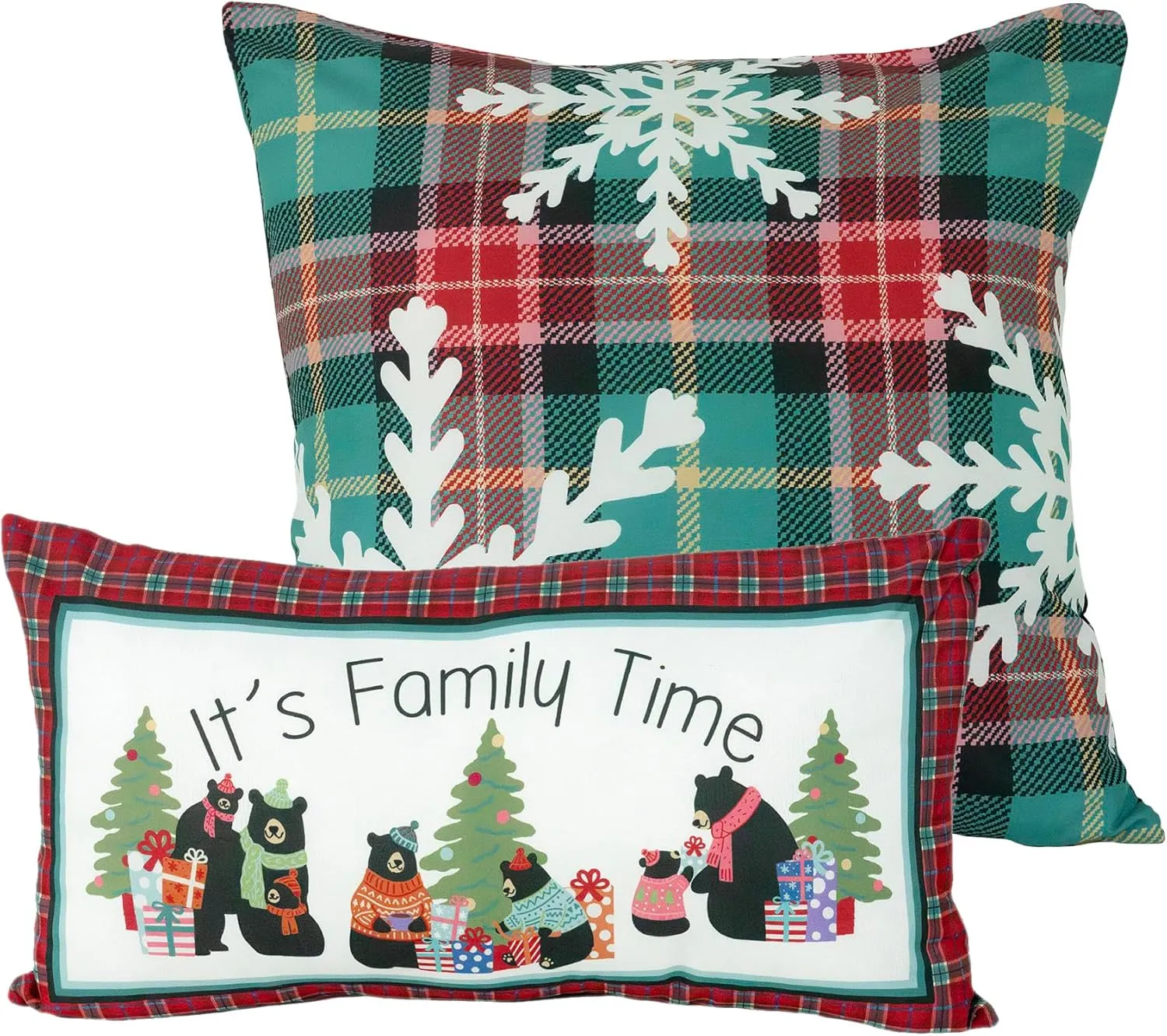 Donna Sharp 2-Piece Holiday Love Decorative Throw Pillow Set - Pillows for Couch, Sofa, Beds, and Chairs - Includes 18" x 18" Square & 12" x 22" Rectangular Pillows