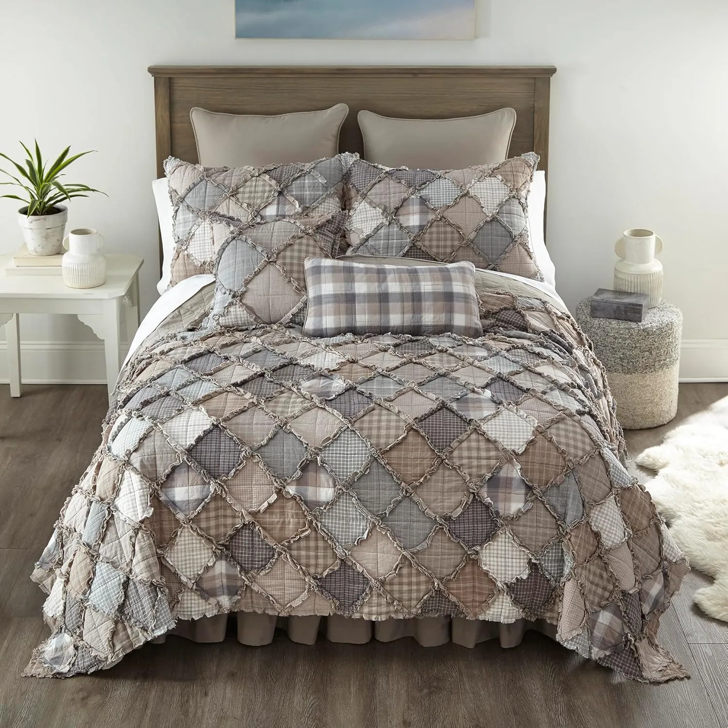 Donna Sharp Bedding Set - 3 Piece - Smoky Mountain Cotton Contemporary Quilt Set with Full/Queen Quilt and Two Standard Pillow Shams