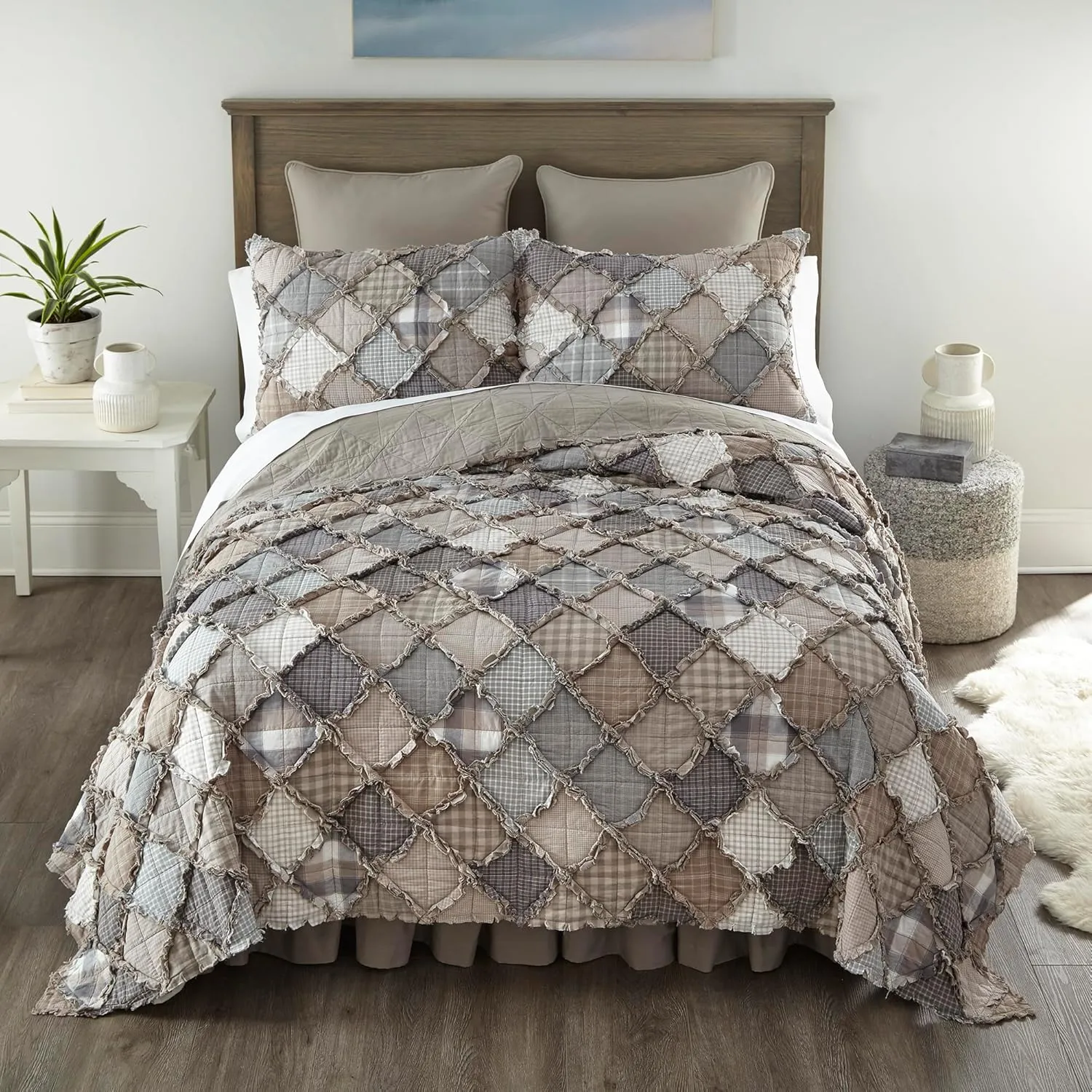 Donna Sharp Bedding Set - 3 Piece - Smoky Mountain Cotton Contemporary Quilt Set with Full/Queen Quilt and Two Standard Pillow Shams