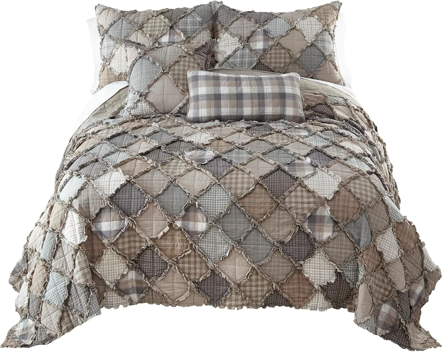 Donna Sharp Bedding Set - 3 Piece - Smoky Mountain Cotton Contemporary Quilt Set with Full/Queen Quilt and Two Standard Pillow Shams