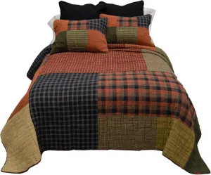 Donna Sharp King Bedding Set - 3 Piece - Woodland Square Cotton Lodge Quilt Set with King Quilt and Two King Pillow Shams - Machine Washable