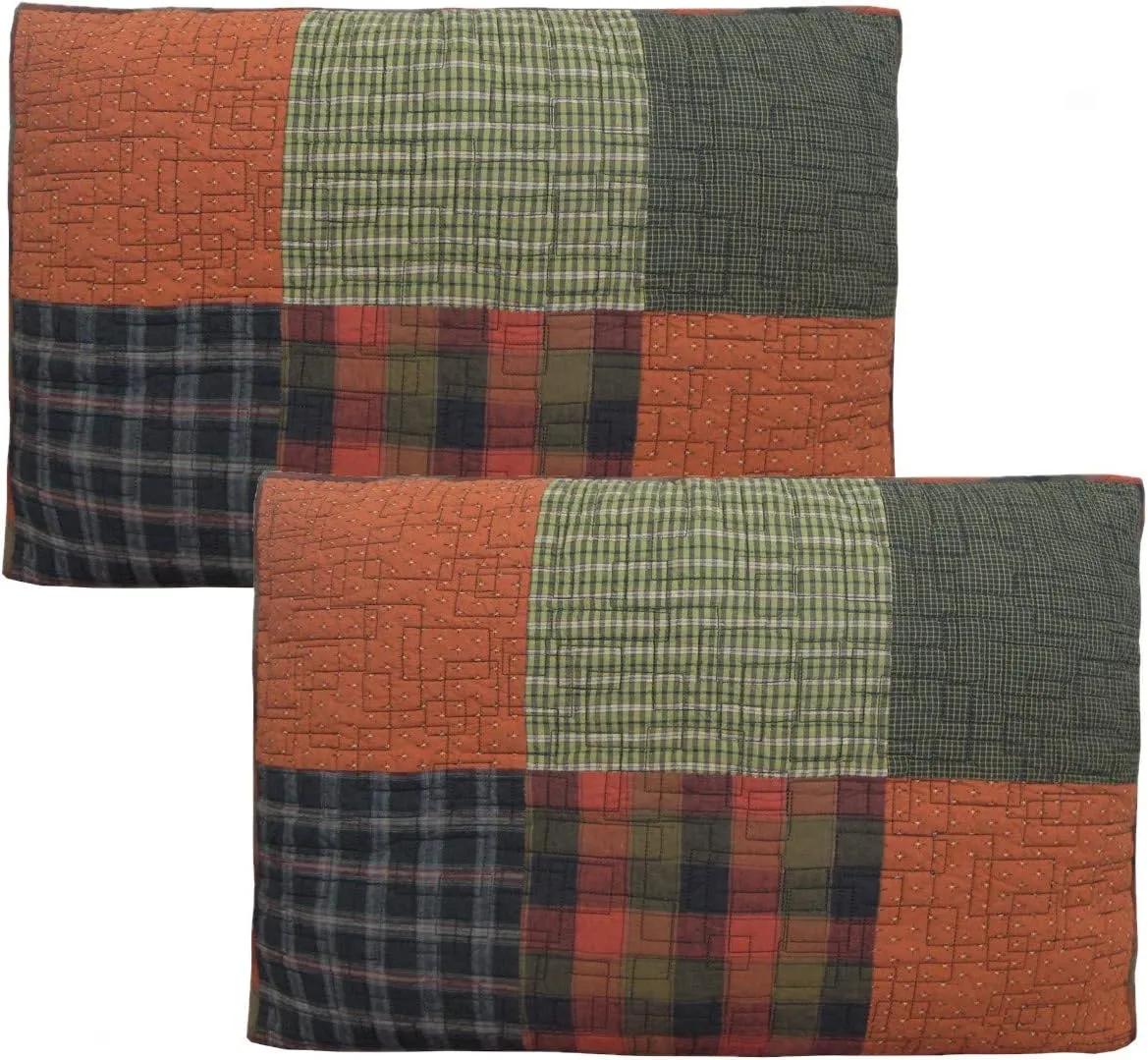 Donna Sharp King Bedding Set - 3 Piece - Woodland Square Cotton Lodge Quilt Set with King Quilt and Two King Pillow Shams - Machine Washable