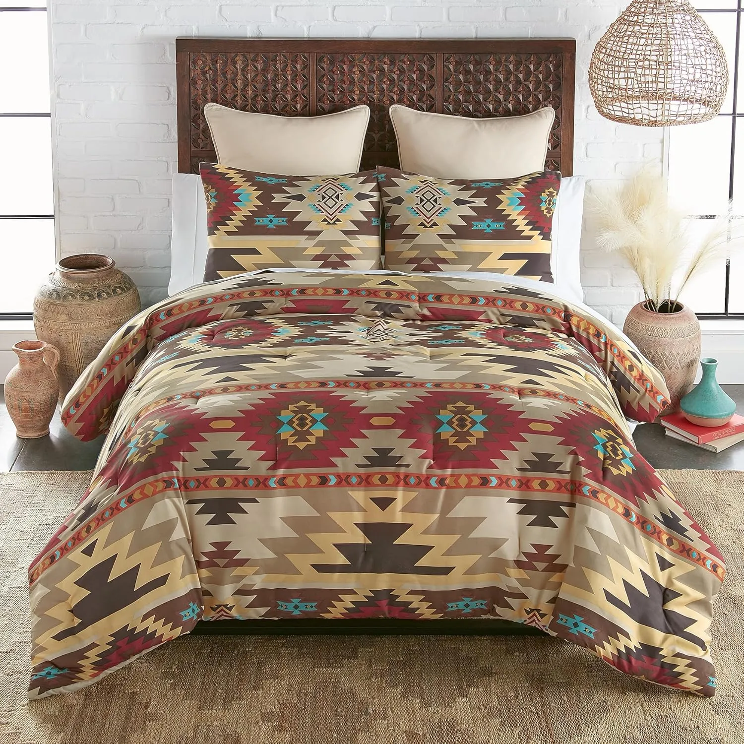 Donna Sharp Sand Dune Comforter Bedding Set - 3-Piece King Size Reversible Comforter Set - Includes 1 Plush Comforter and 2 Pillowcases - Machine Washable