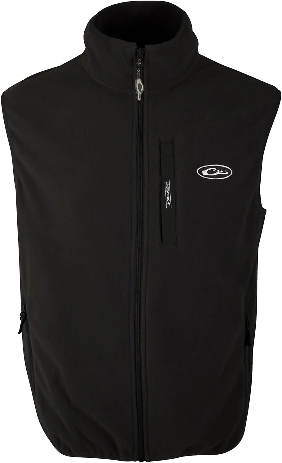 Drake Waterfowl Camp Fleece Durable Moisture-Wicking Lightweight Breathable Full-Zip Casual Outdoor Hiking Vest with Pockets, Black, Medium