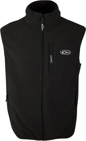 Drake Waterfowl Camp Fleece Durable Moisture-Wicking Lightweight Breathable Full-Zip Casual Outdoor Hiking Vest with Pockets, Black, Medium