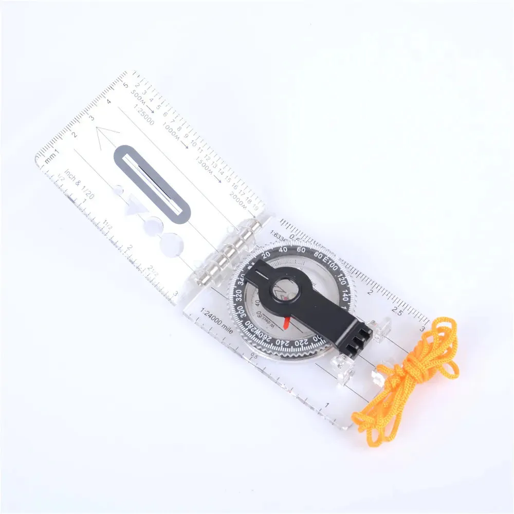 Drawing Scale Compass Folding Map Ruler - Survival Tool Buckle for Car Camping Hiking Pointing Guide