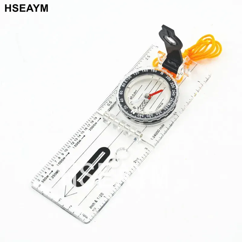 Drawing Scale Compass Folding Map Ruler - Survival Tool Buckle for Car Camping Hiking Pointing Guide