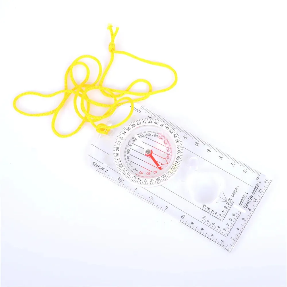 Drawing Scale Compass Folding Map Ruler - Survival Tool Buckle for Car Camping Hiking Pointing Guide