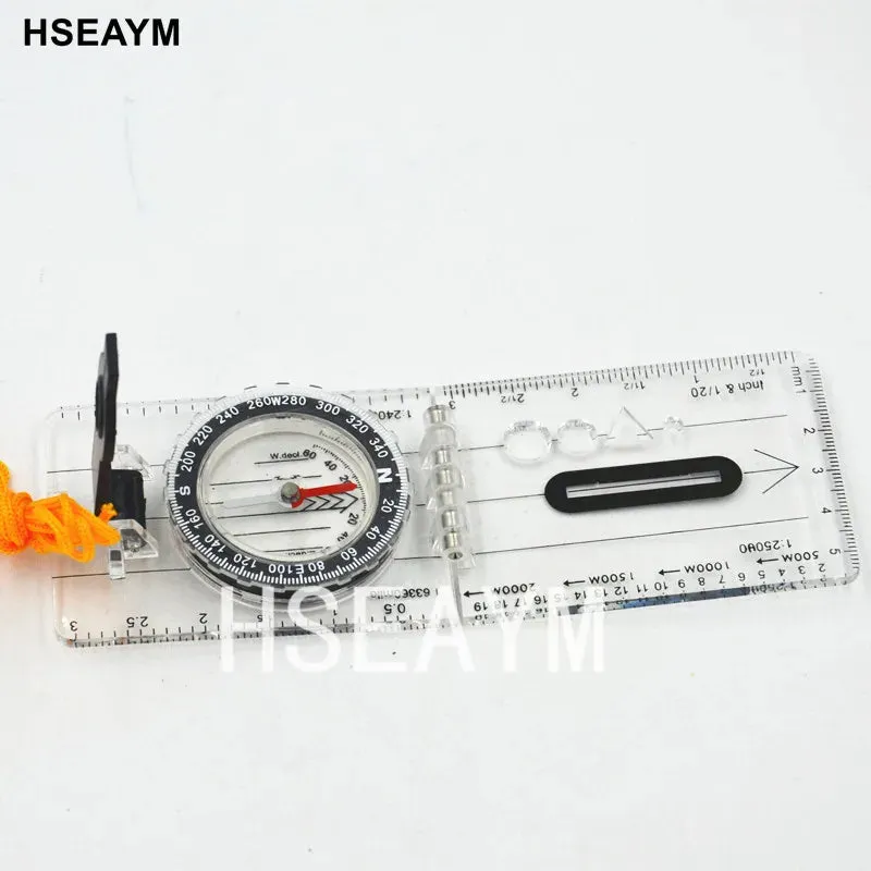 Drawing Scale Compass Folding Map Ruler - Survival Tool Buckle for Car Camping Hiking Pointing Guide