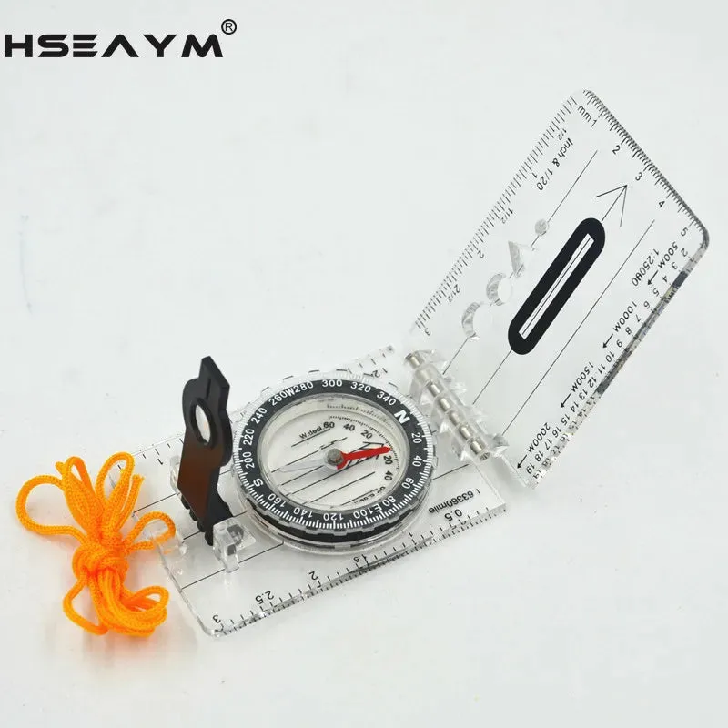 Drawing Scale Compass Folding Map Ruler - Survival Tool Buckle for Car Camping Hiking Pointing Guide