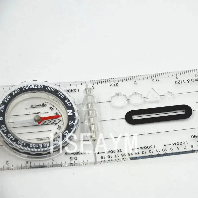 Drawing Scale Compass Folding Map Ruler - Survival Tool Buckle for Car Camping Hiking Pointing Guide